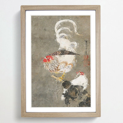 Hen & Rooster by Ito Jakuchu - Picture Frame Painting Print on MDF