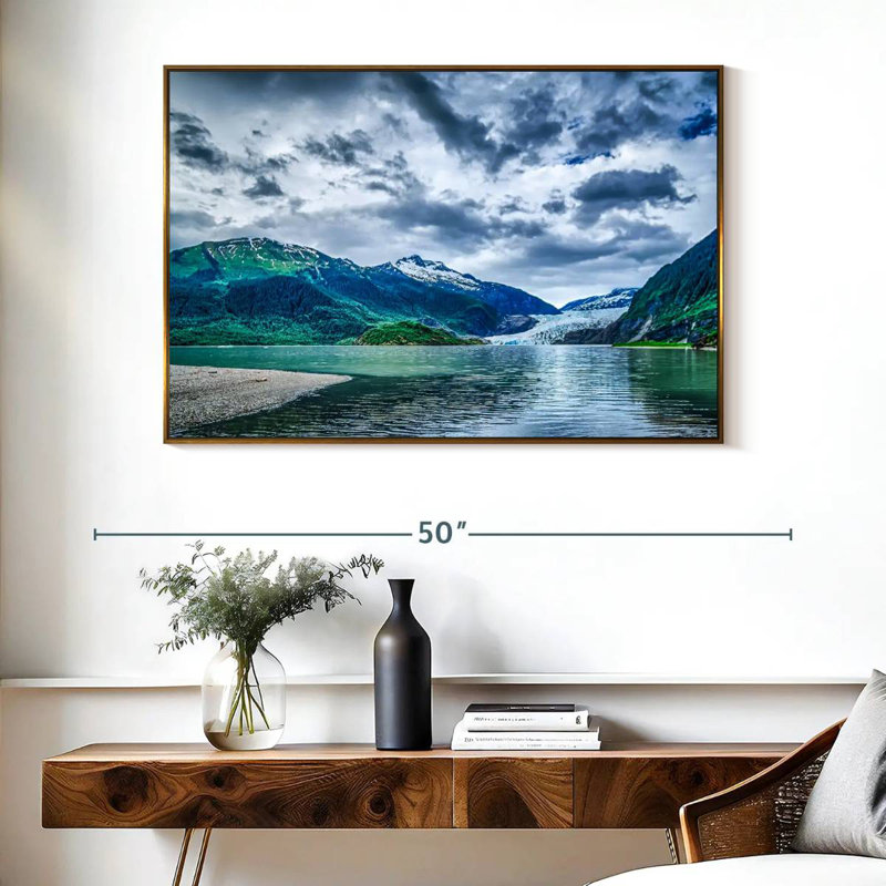 Alaska Mountain Scene, Floating Frame Gold, 40" X 27"