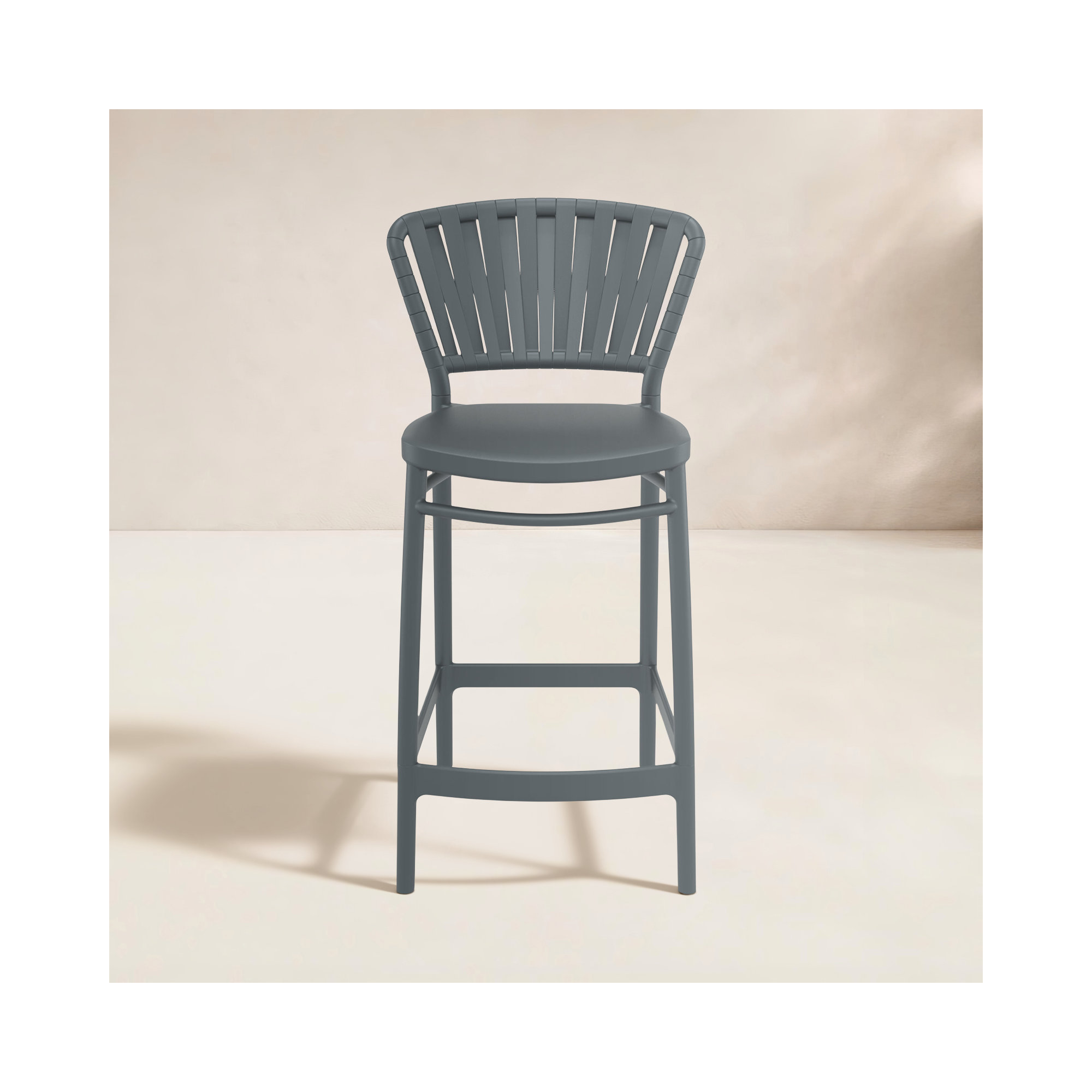Newport Outdoor Barstool, 25.6", Dark Gray