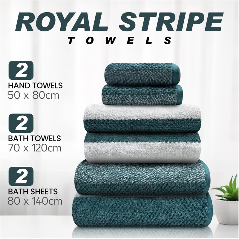 Royal Striped Premium Cotton Bathroom Towels, Super Soft, Thick, Absorbent & Quick Dry – Hand, Bath Towels & Bath Sheet 