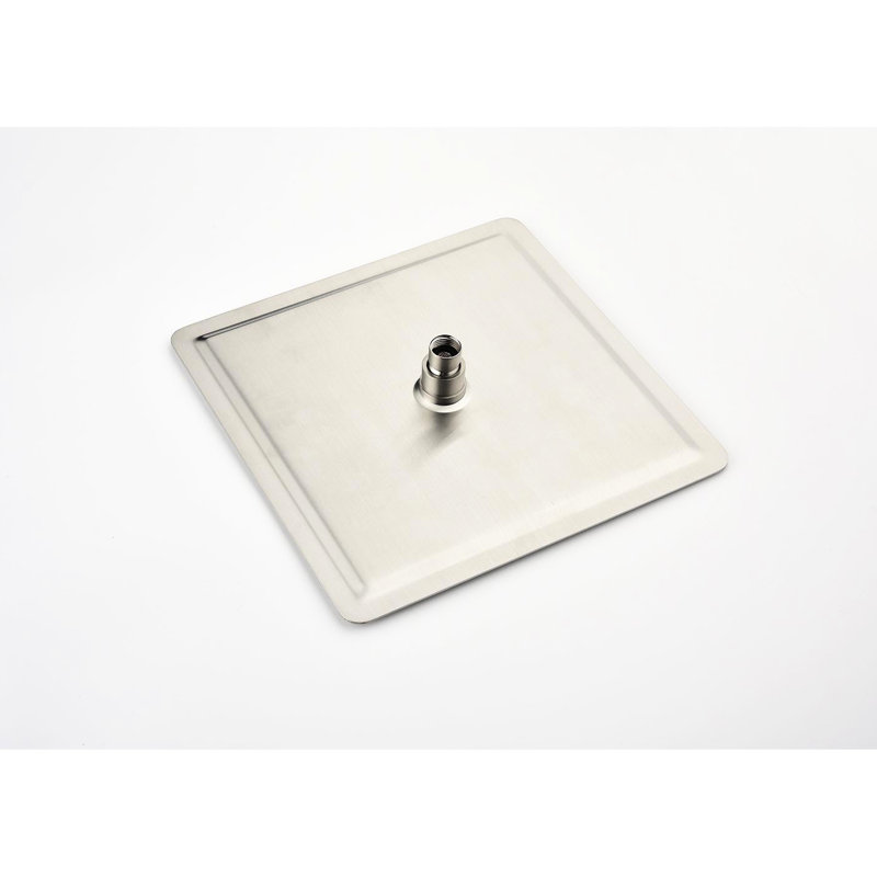 Système de pomme de douche à fixation au plafond 16 po, laiton et acier inoxydable, nickel brossé, soulagement de la salle de bain