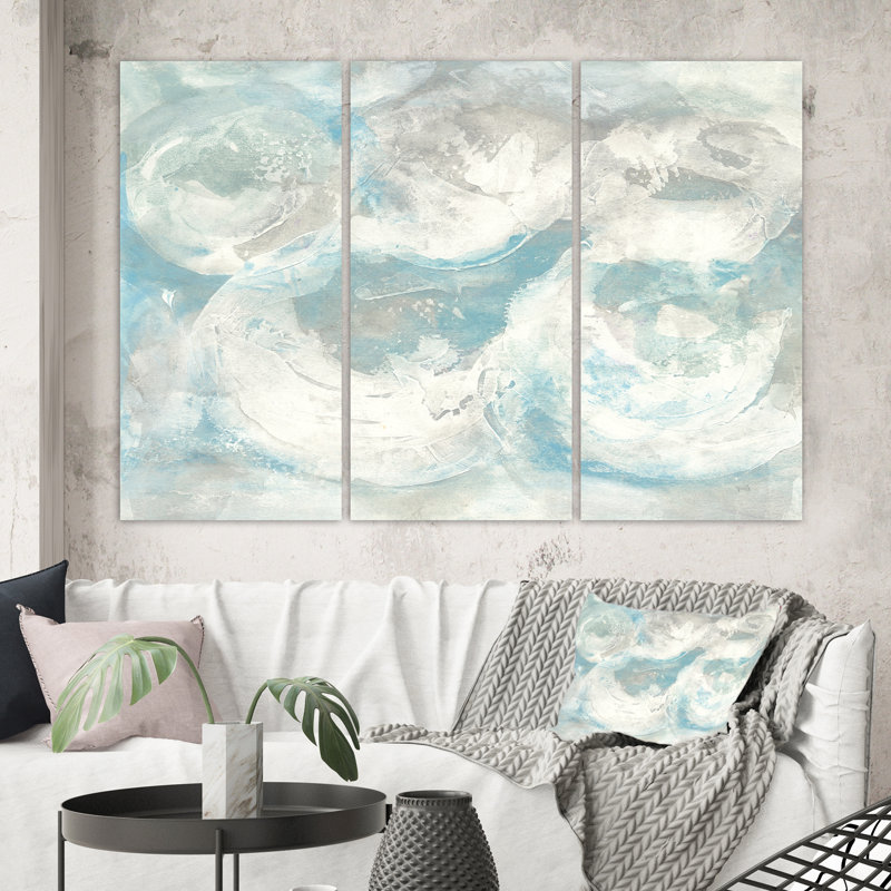 Swigart Farmhouse Pale Blue Shade IV - 3 pièces, reproduction d'art sur toile tendue, H 28 po x l 36 po x P 1 po