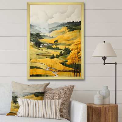 «Belsford Yellow and Green Pastoral Bold Landscape V», reproduction sur toile