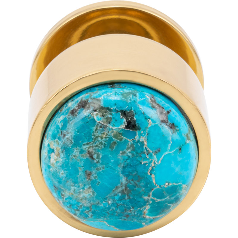 Firesky Diameter Knob, Polished Brass, Mohave Blue, 1 1/8"