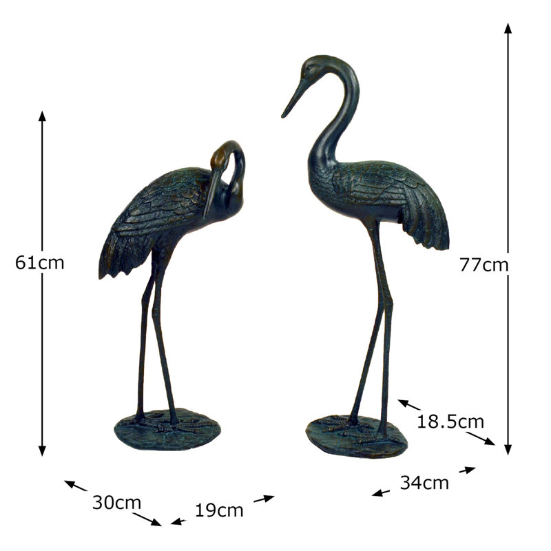 Bird Animals Metal Garden Statue, Gold Verdigris