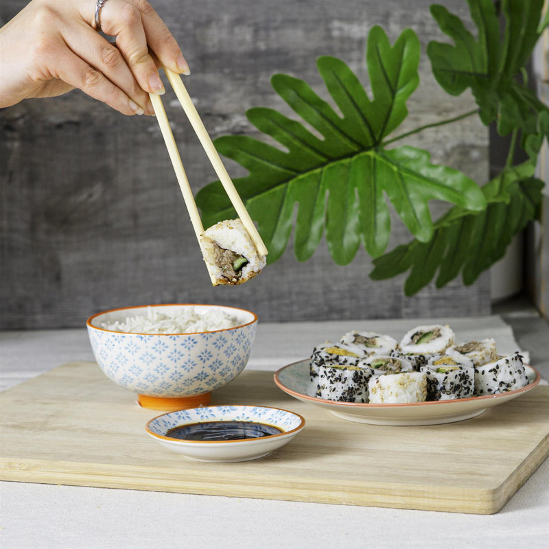 Nicola Spring - Hand-Printed Rice Bowl - 12cm - Blue