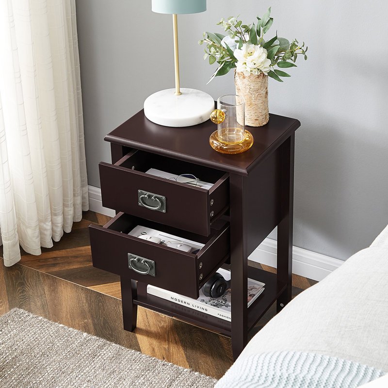 Miramontes 15.7'' W Nightstand, Red Brown, Set of 2