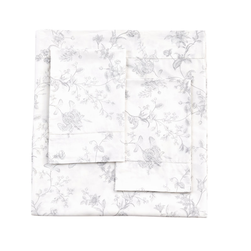 Ensemble de draps pour chambre d'amis 100% coton Barbet, Ensemble de draps pour lit simple avec un drap-hou, gris