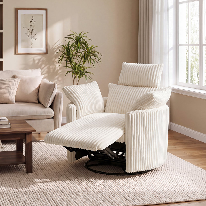 Fauteuil inclinable électrique à bascule avec support pour téléphone et port de charge USB, fauteuil inclinable pivotant à 210 ° pour chambre de bébé avec dossier et repose-pieds réglables