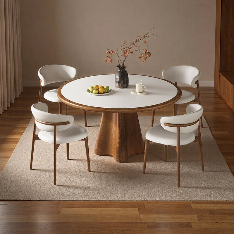 Ensemble de table de salle à manger moderne et élégant, H 29,52 po x l 47,24 po x P 47,24 po, 5 pièces: table, 4 chaises