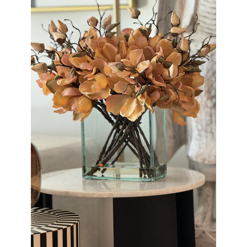 Magnolia Arrangement in Vase, Orange