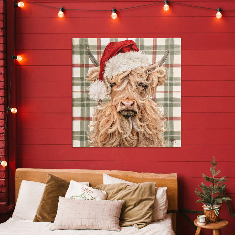 Toile de vache à poils ondulés Holiday, design par Ashley Bradley, H 36 po x l 36 po
