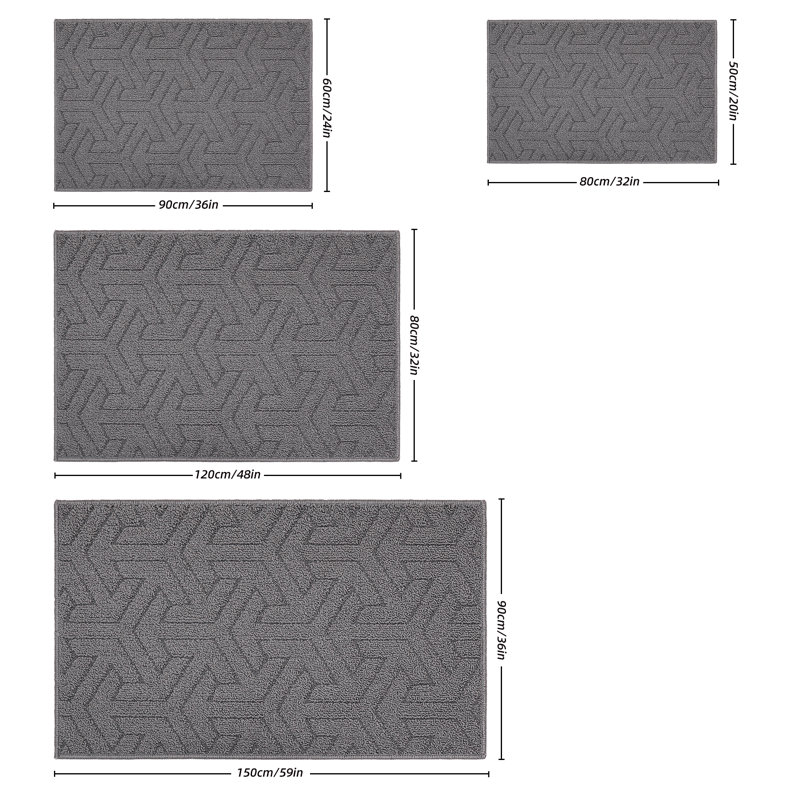 Tapis d'entrée antidérapant Arlmont & Co., L 36 po x L 60 po, Gris