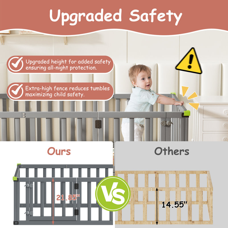 Kalandria Floor Bed Wooden Frame, W/door And Safety Fence, Toddler Floor-bed-frame For Children Bedroom, Toddlers, Kids Playroom