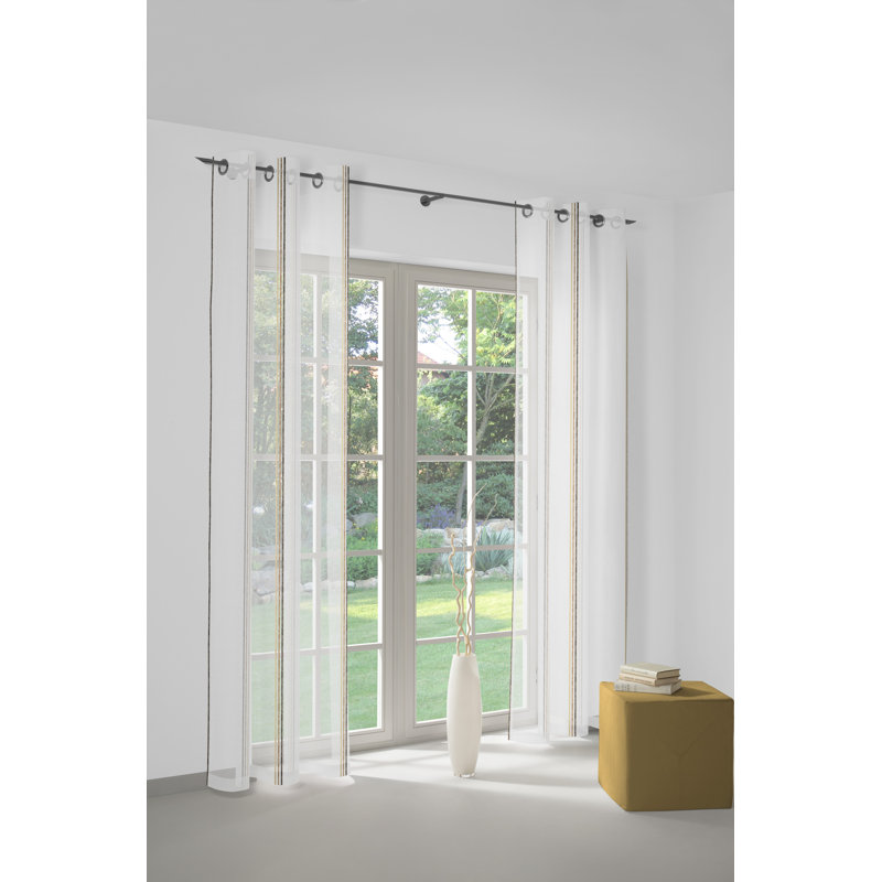 Anneclaar Sheer Single Curtain Panel, 250cm Width x 160cm Drop, Brown