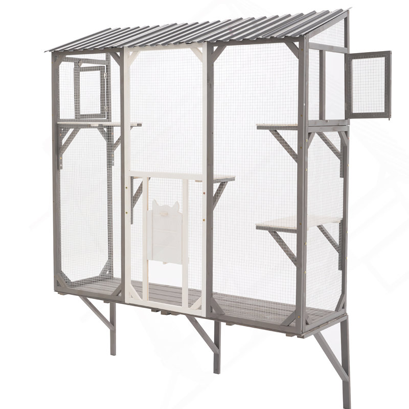 Enceinte pour chat spacieuse avec tablettes d'escalade