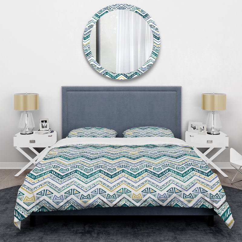 Green/Grey Microfiber 2 Piece Duvet Cover Set, Twin Duvet Cover + 1 Standard Sham