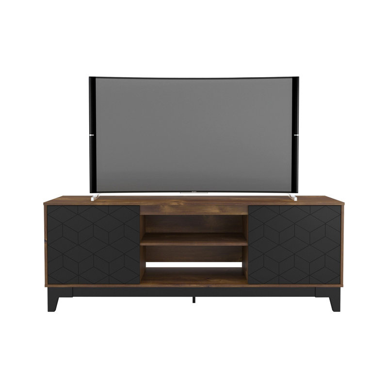 Keidra TV Stand for TVs up to 70 with Fireplace Included, 72", Black/Truffle