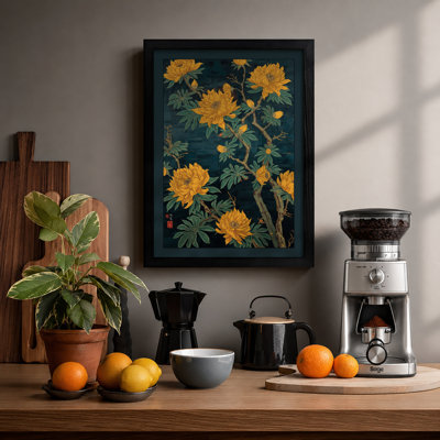 Golden Chrysanthemums Botanical - Framed Print