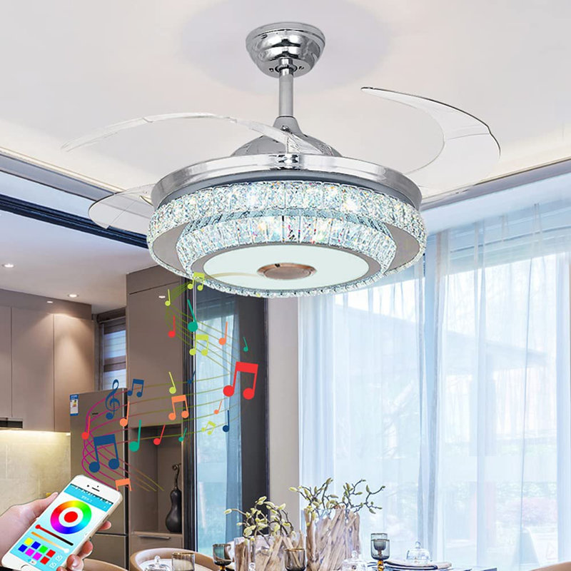 Hawkin 42" Bluetooth Ceiling Fan with Dimmable LED Lights and Music Player