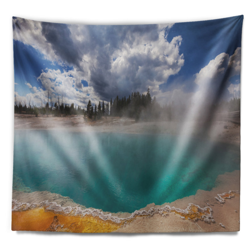 Geyser de jardin en yellowstone de tapisserie paysage west, H 32 po x l 39 po