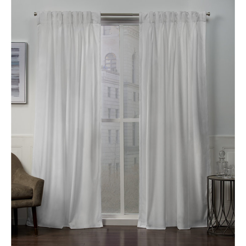 Donna Room Darkening Curtain Pair, Winter White, 27"W x 96"L