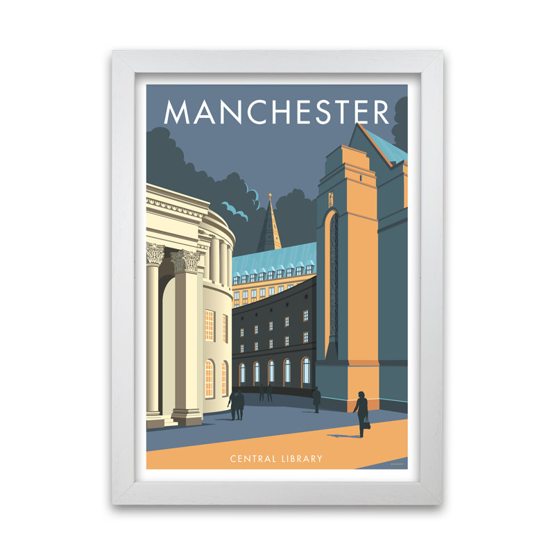 Manchester Library 1 Piece Wall Art, 59.4 cm H x 42 cm W x 5 cm D, White