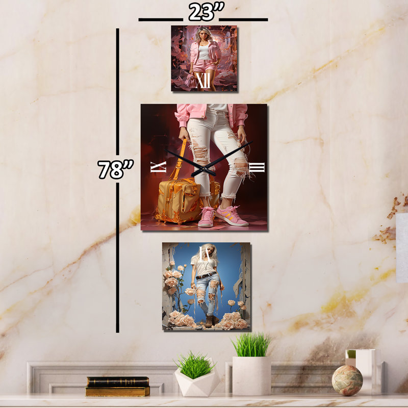 Charels - Horloge glamour multicolore tendance pour le salon