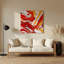 Abstrait fluide, art mural en métal rouge 73-1817127818