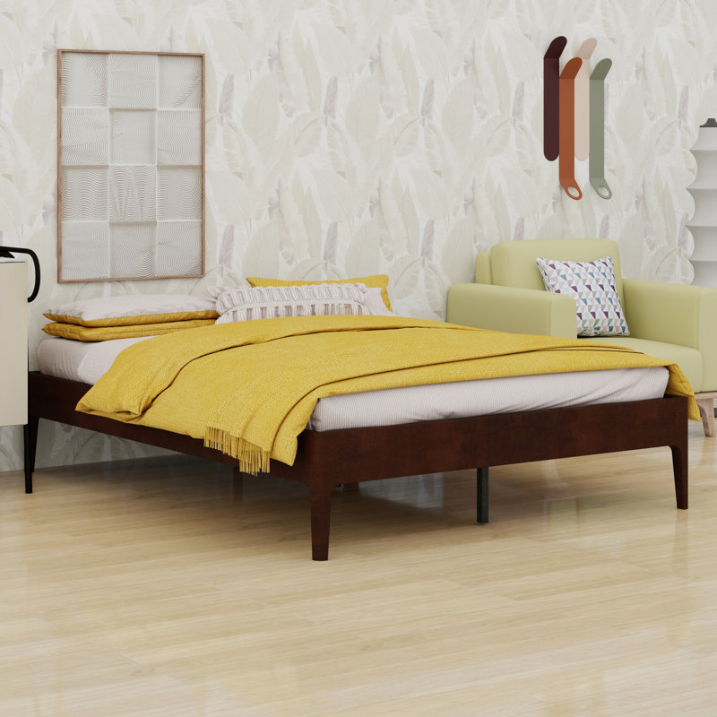 Contemporary Platform Bed Frame with Minimalist Style, Chocolate, Queen