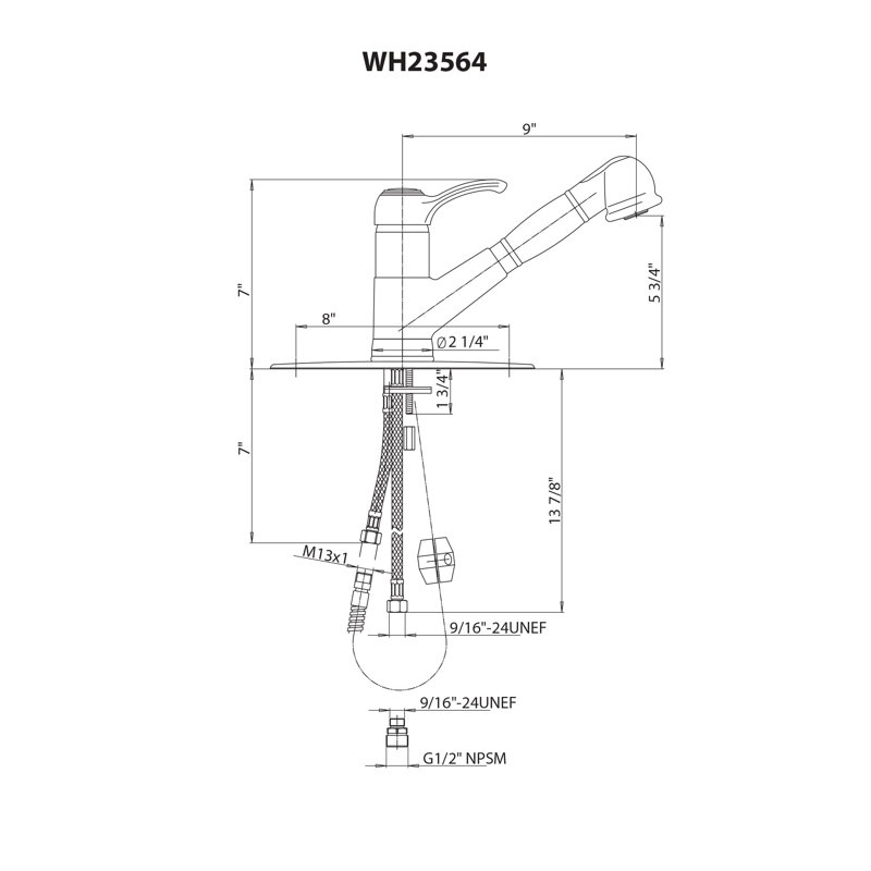 Whitehaus Collection Metrohaus Pull Out Kitchen Faucet, Polished Chrome