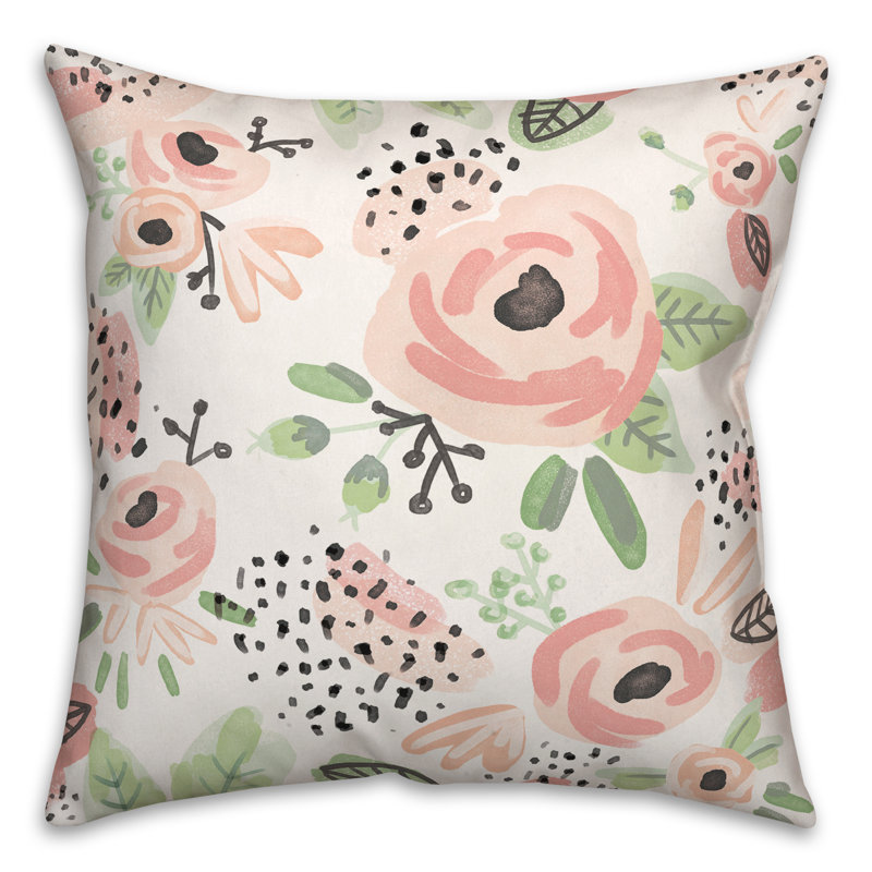 Blush Flowers Square Pillow Cover & Insert