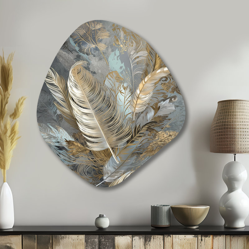 Niamh - art mural asymétrique en forme de nébuleuse en plumes glam, H 35 po x l 31 po
