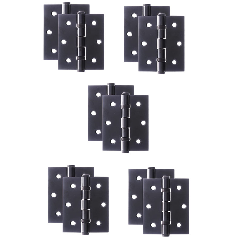  5 Pairs Ball Bearing Hinges in Matt Black Finish, Timber Door Hinge - 75mm 3"