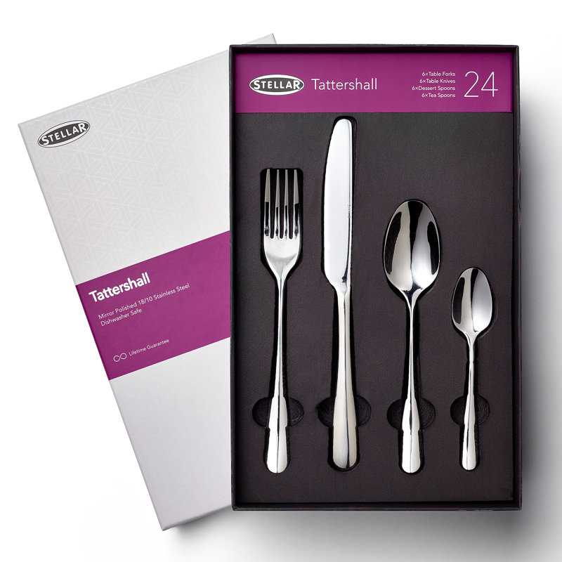 Stellar 24 Piece 18/10 Stainless Steel Cutlery Set. Table settings for 6, Tattershall Design