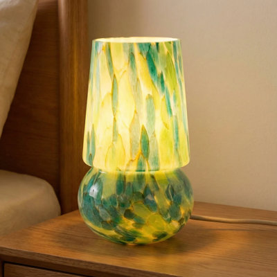 Lampe de table champignon multicolore confettis de style Murano avec gradateur
