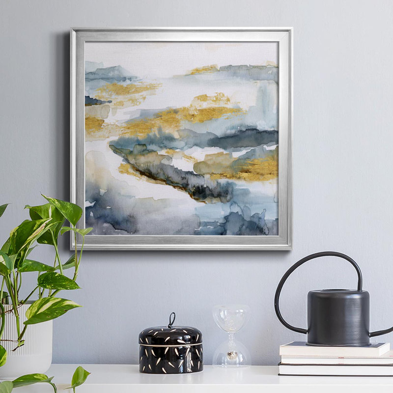 " Golden Estuary " Painting Print, Silver, 32" H x 32" W x 1" D