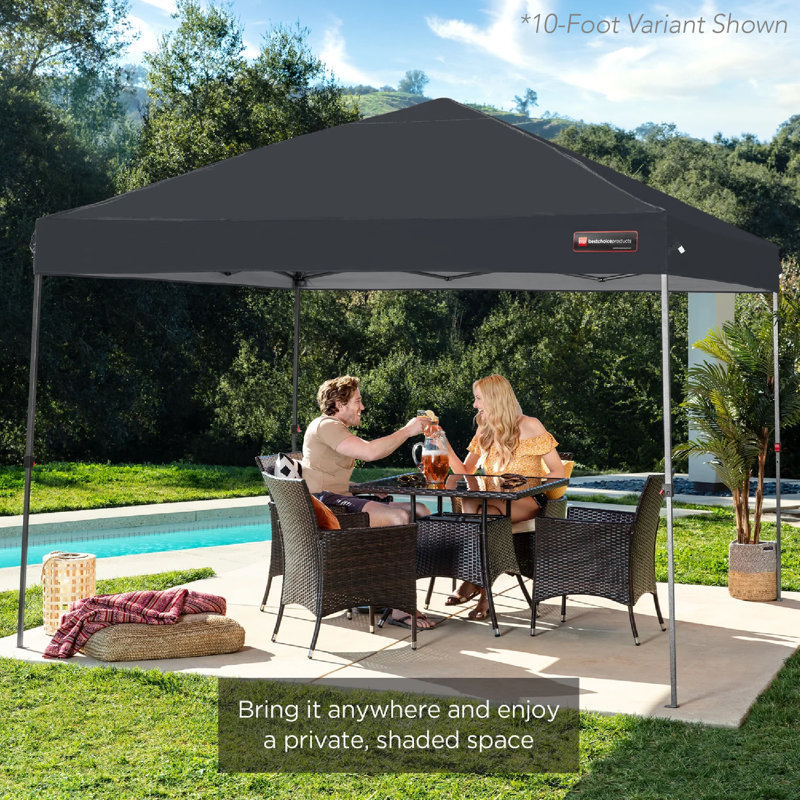 Best Choice Products Easy Setup Pop Up Canopy W/ 1-Button Setup, Wheeled Case, 4 Weight Bags, 8ft x 8ft, Gray