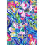 Tapis tissé à motif floral bleu et jaune lavable à la machine-1424247250