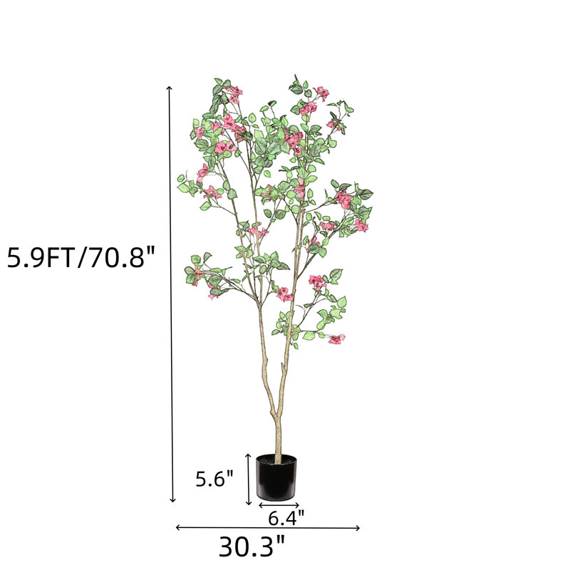 Arbre de bougainvillée artificiel 5,9 pi, 70,8 po x 30,3 po