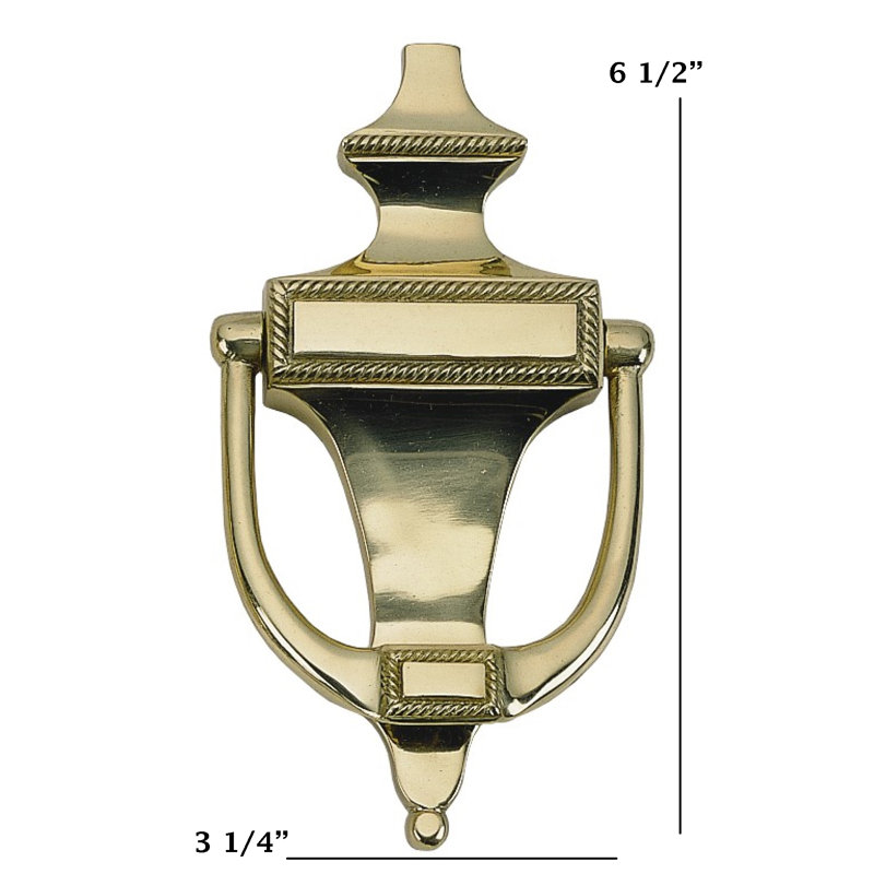 Rope Brass Door Knocker, Polished Brass