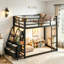 Lit superposé simple en métal noir avec lumières DEL, tablettes de rangement et tiroirs, aucun sommier requis-550634797