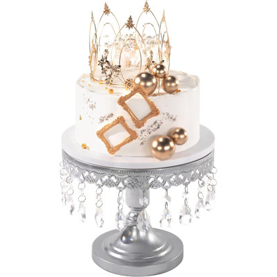 Metal Cake Stand Round 10 Inch With Crystal