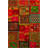 Red Themed Multi-Colored Mixed Square Shape Flower Patterned Modern Decorative Rug-1421979034