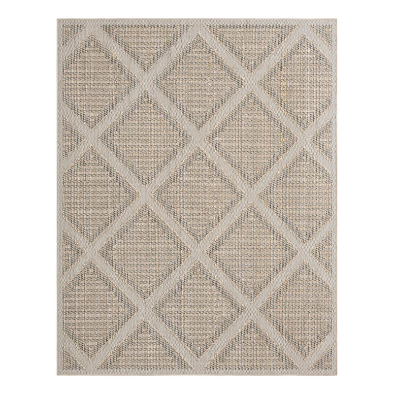 Brown and Beige Geometric Outdoor 8' x 10' Rug