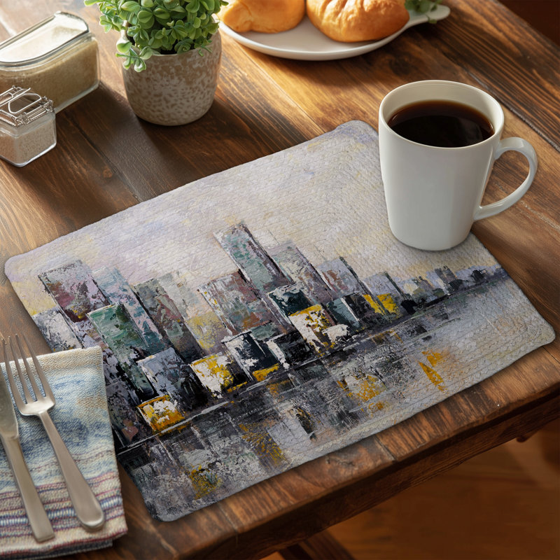 Industrial Blue Building Braided Polyester Placemat - Home Decor