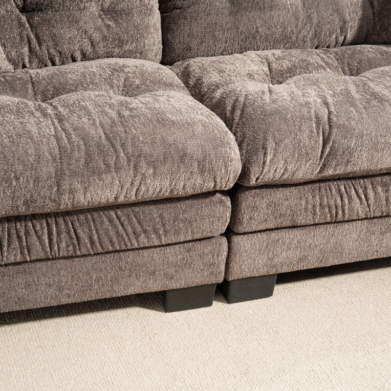 Canapé modulaire 84 po Chenille, Gris