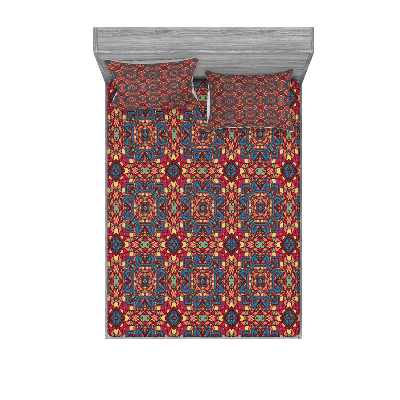 Microfiber Floral Sheet Set, Queen Sheet Set with Fitted Sheet