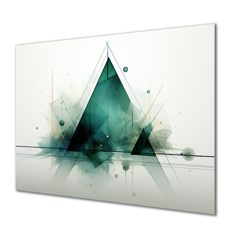 «Green Abstract Echoes Of Piramid V», art mural géométrique en métal MT137457, H 30 po x l 40 po x P 1,5 po