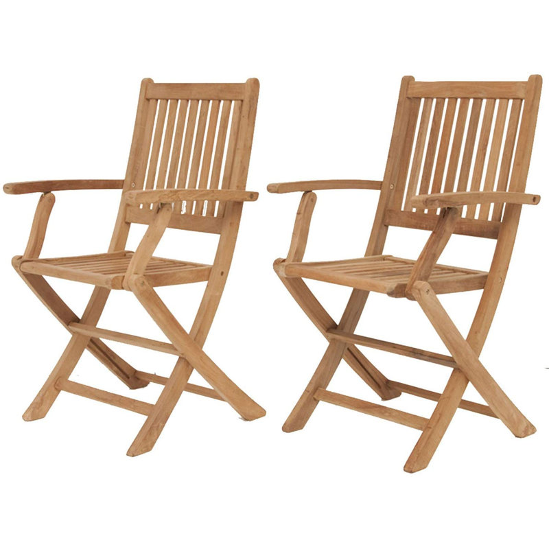 Chaise de patio pliante teck Caius